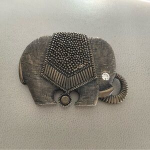 Vintage Silver-tone Elephant Brooch with Rhinestone Eye